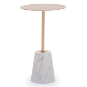 Aeolia Gold Metal Top Side Table With White Marble Effect Base