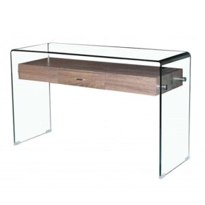 Afya Console Table In Clear Glass With 1 Drawer