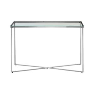 Algorab Glass Console Table With Silver Finish Cross Base