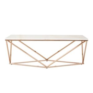 Armenia Faux Marble Coffee Table In White And Champagne Gold