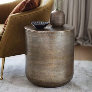 Ashta Metal Round Side Table In Bronze