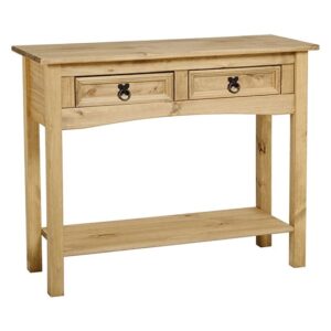 Carlen Console Table In Light Pine With 2 Drawers And Shelf