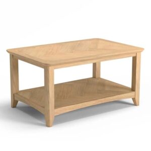 Carnial Wooden Large Coffee Table In Blond Solid Oak