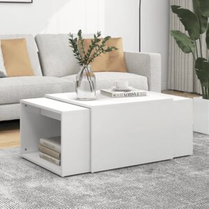 Derion Wooden Set Of 3 Wooden Coffee Tables In White