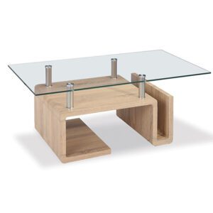 Eirian Glass Coffee Table With Natural