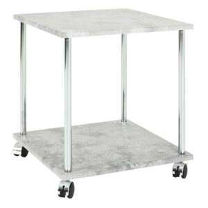 Forney Square Wooden Side Table On Castors In Concrete Effect