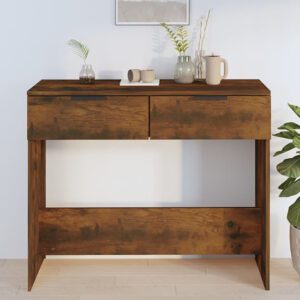 Phila Wooden Console Table With 2 Drawers In Smoked Oak