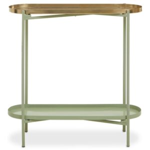 Sabina Metal Console Table In Green And Gold
