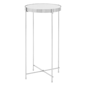 Sirius Side Table Tall In Mirrored Glass And Metal Frame