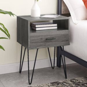 Avon Side Table With 1 Drawer In Slate Grey And Hairpin Legs
