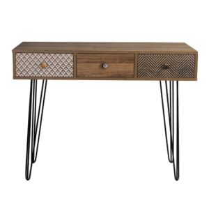 Cassava Wooden Console Table With Black Legs In Brown