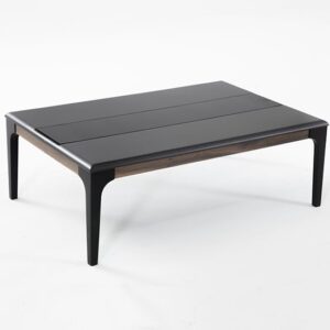 Mairi Wooden Coffee Table In Matt Grey With Glass Strip