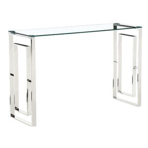 Maxon Clear Glass Console Table With Silver Stainless Steel Frame
