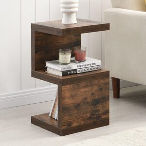 Miami Wooden S Shape Design Side Table In Smoked Oak