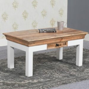 Accra Solid Mango Wood Coffee Table With 1 Drawer In Oak