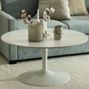 Macon Ceramic Coffee Table Round Large In Unico White