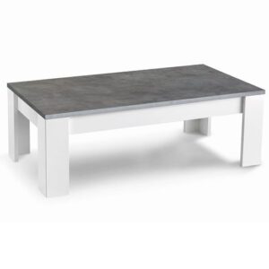 Sion Wooden Coffee Table In Matt White And Concrete Effect