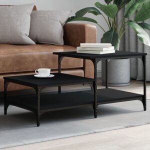 Rivas Wooden Coffee Table With 3 Shelves In Black