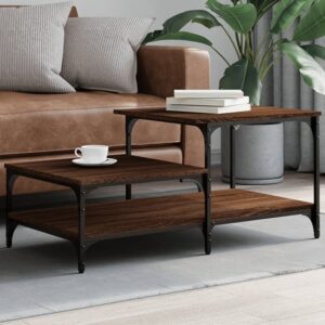 Rivas Wooden Coffee Table With 3 Shelves In Brown Oak