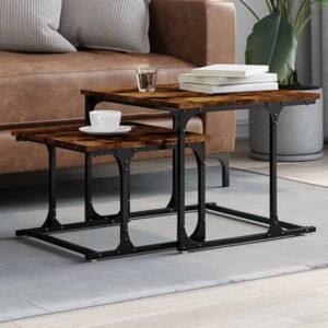 Rivas Wooden Set Of 2 Coffee Tables In Smoked Oak