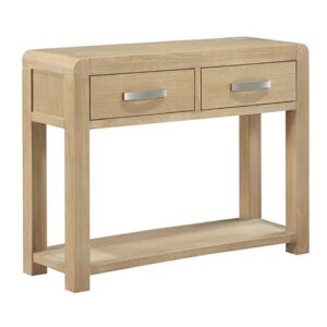 Tyler Wooden Console Table With 2 Drawers In Washed Oak