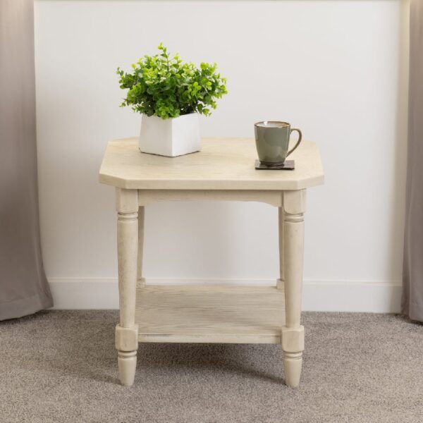 Caneadea Wooden Side Table In Antique Cream