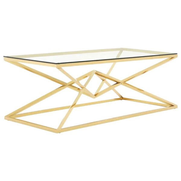 Allston Glass Coffee Table With Corseted Champagne Frame