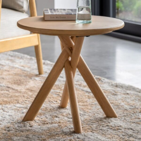 Katonah Wooden Round Side Table In Natural